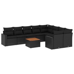 Maison exclusive - salon de jardin 10 pcs avec coussins noir résine tressée