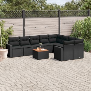 Maison exclusive - salon de jardin 10 pcs avec coussins noir résine tressée
