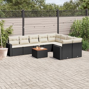 Maison exclusive - salon de jardin 10 pcs avec coussins noir résine tressée