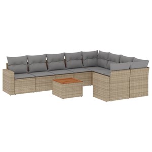 Maison exclusive - salon de jardin avec coussins 10 pcs beige résine tressée