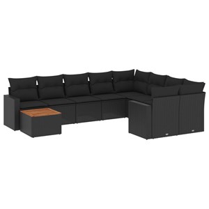 Maison exclusive - salon de jardin 10 pcs avec coussins noir résine tressée