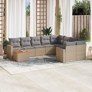 Maison exclusive - salon de jardin avec coussins 10 pcs beige résine tressée