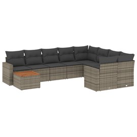 Maison exclusive - salon de jardin avec coussins 10 pcs gris résine tressée