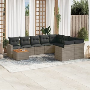 Maison exclusive - salon de jardin avec coussins 10 pcs gris résine tressée