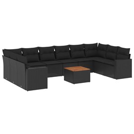 Maison exclusive - salon de jardin 11 pcs avec coussins noir résine tressée
