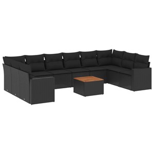 Maison exclusive - salon de jardin 11 pcs avec coussins noir résine tressée
