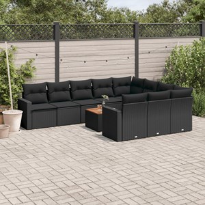 Maison exclusive - salon de jardin 11 pcs avec coussins noir résine tressée