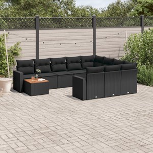 Maison exclusive - salon de jardin 11 pcs avec coussins noir résine tressée
