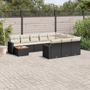 Maison exclusive - salon de jardin 11 pcs avec coussins noir résine tressée