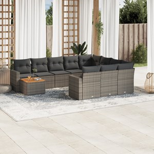 Maison exclusive - salon de jardin 11 pcs avec coussins gris résine tressée