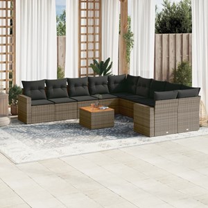 Maison exclusive - salon de jardin 11 pcs avec coussins gris résine tressée