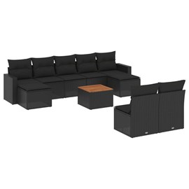 Maison exclusive - salon de jardin 10 pcs avec coussins noir résine tressée