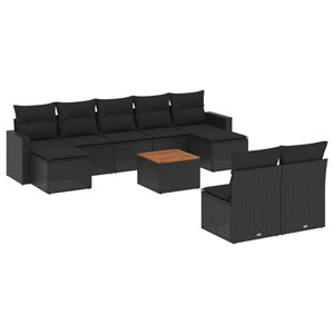 Maison exclusive - salon de jardin 10 pcs avec coussins noir résine tressée