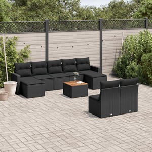 Maison exclusive - salon de jardin 10 pcs avec coussins noir résine tressée