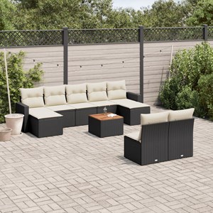 Maison exclusive - salon de jardin 10 pcs avec coussins noir résine tressée