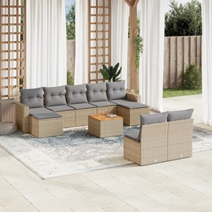 Maison exclusive - salon de jardin avec coussins 10 pcs beige résine tressée