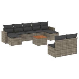 Maison exclusive - salon de jardin avec coussins 10 pcs gris résine tressée