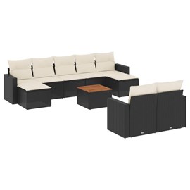 Maison exclusive - salon de jardin 10 pcs avec coussins noir résine tressée