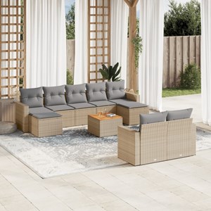 Maison exclusive - salon de jardin avec coussins 10 pcs beige résine tressée