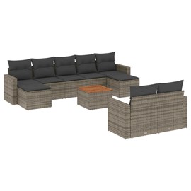 Maison exclusive - salon de jardin avec coussins 10 pcs gris résine tressée