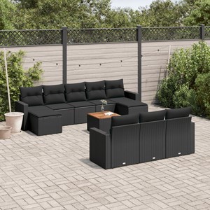 Maison exclusive - salon de jardin 11 pcs avec coussins noir résine tressée
