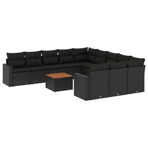 Maison exclusive - salon de jardin 12 pcs avec coussins noir résine tressée