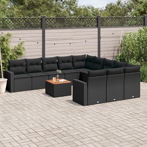 Maison exclusive - salon de jardin 12 pcs avec coussins noir résine tressée