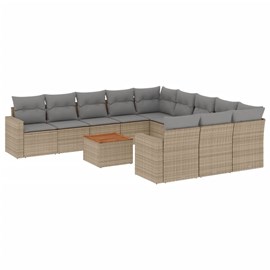 Maison exclusive - salon de jardin avec coussins 12 pcs beige résine tressée