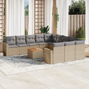 Maison exclusive - salon de jardin avec coussins 12 pcs beige résine tressée