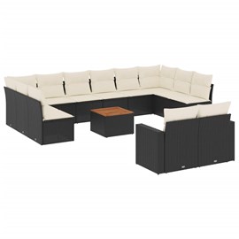 Maison exclusive - salon de jardin avec coussins 13 pcs noir résine tressée