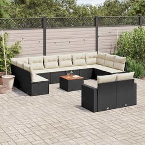 Maison exclusive - salon de jardin avec coussins 13 pcs noir résine tressée