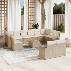 Maison exclusive - salon de jardin avec coussins 13 pcs beige résine tressée