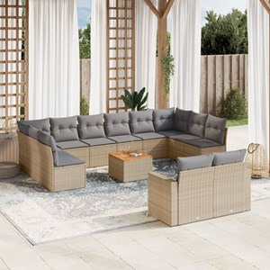 Maison exclusive - salon de jardin avec coussins 13 pcs beige résine tressée