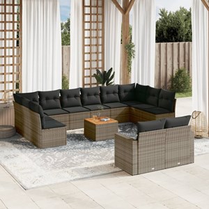 Maison exclusive - salon de jardin avec coussins 13 pcs gris résine tressée
