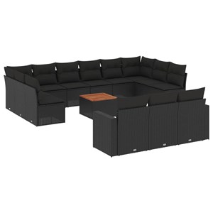 Maison exclusive - salon de jardin avec coussins 14 pcs noir résine tressée