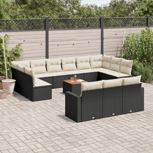 Maison exclusive - salon de jardin avec coussins 14 pcs noir résine tressée