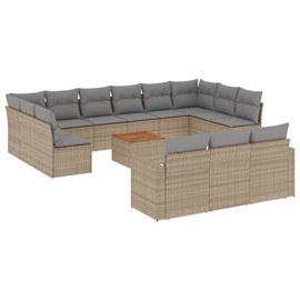 Maison exclusive - salon de jardin avec coussins 14 pcs beige résine tressée