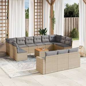 Maison exclusive - salon de jardin avec coussins 14 pcs beige résine tressée