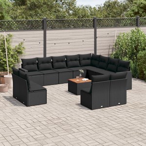 Maison exclusive - salon de jardin avec coussins 13 pcs noir résine tressée