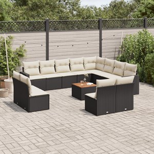 Maison exclusive - salon de jardin avec coussins 13 pcs noir résine tressée
