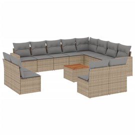 Maison exclusive - salon de jardin avec coussins 13 pcs beige résine tressée