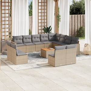 Maison exclusive - salon de jardin avec coussins 13 pcs beige résine tressée