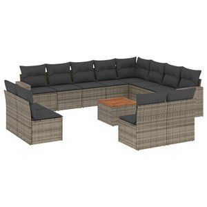 Maison exclusive - salon de jardin avec coussins 13 pcs gris résine tressée