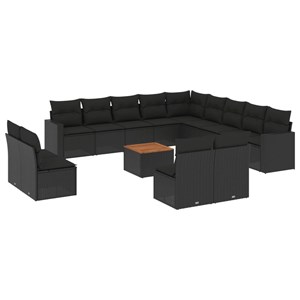 Maison exclusive - salon de jardin avec coussins 14 pcs noir résine tressée