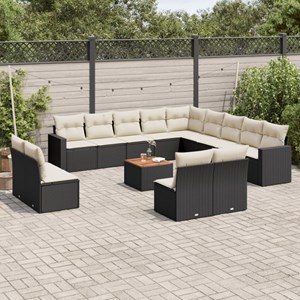 Maison exclusive - salon de jardin avec coussins 14 pcs noir résine tressée