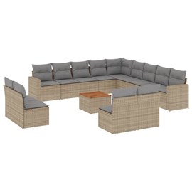 Maison exclusive - salon de jardin avec coussins 14 pcs beige résine tressée