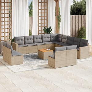 Maison exclusive - salon de jardin avec coussins 14 pcs beige résine tressée