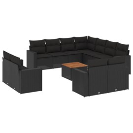 Maison exclusive - salon de jardin 12 pcs avec coussins noir résine tressée