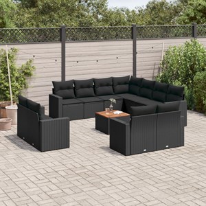 Maison exclusive - salon de jardin 12 pcs avec coussins noir résine tressée