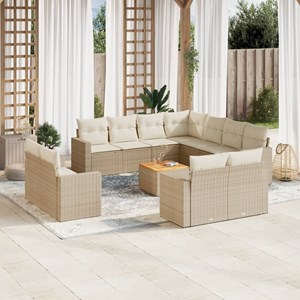 Maison exclusive - salon de jardin avec coussins 12 pcs beige résine tressée